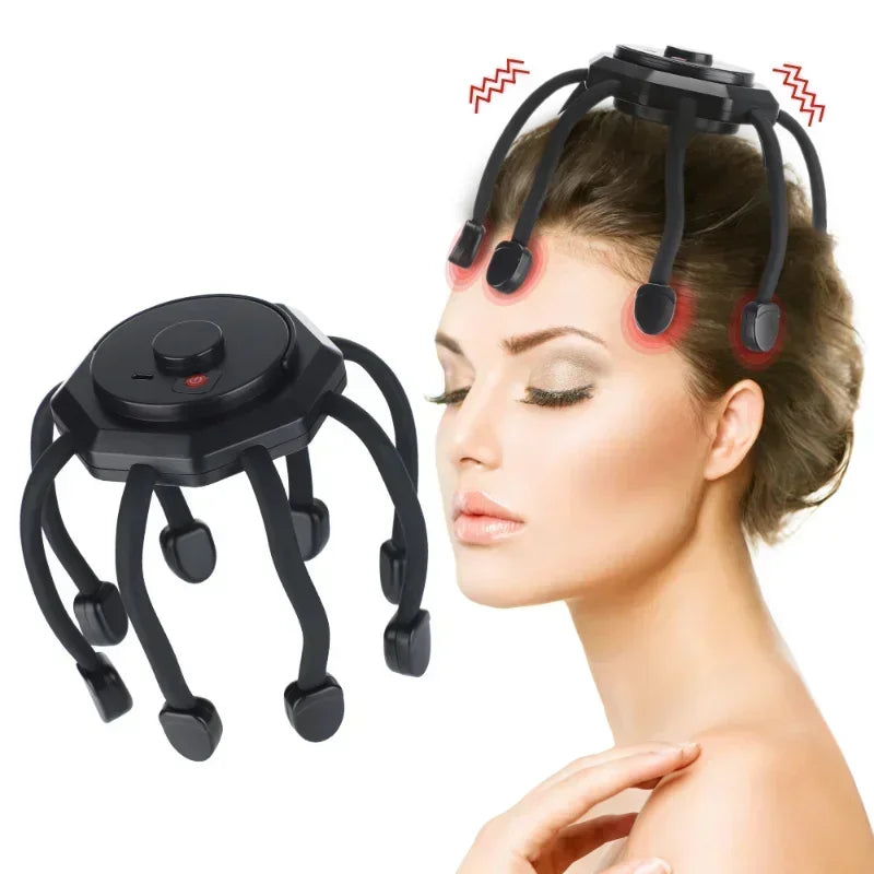 SCALPA™ Pro Electric Scalp Massager worn by woman – 20-head deep vibration device for stress relief and hair growth

